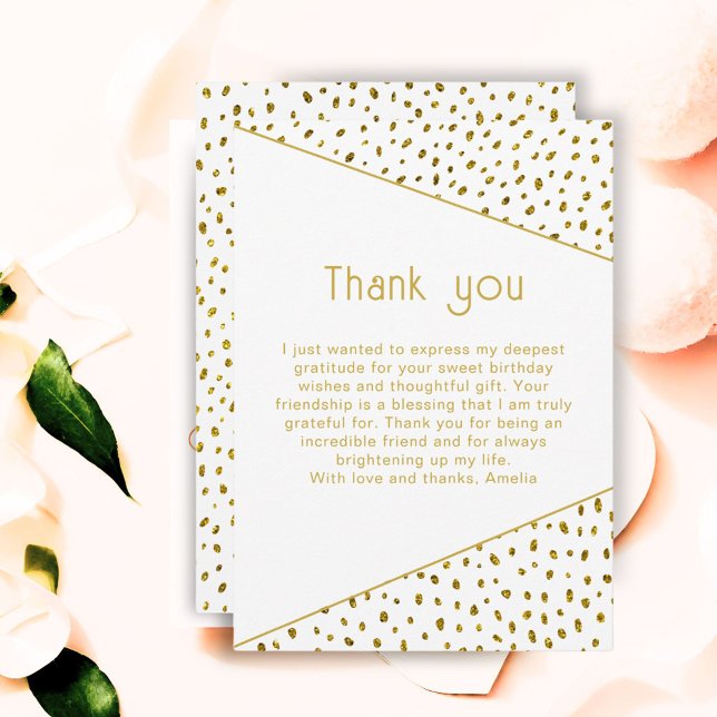 Elegant Simple Chic Gold Glitter Birthday Thank You Card (Creator Uploaded)