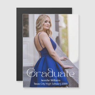 elegant simple chic photo graduation magnetic card