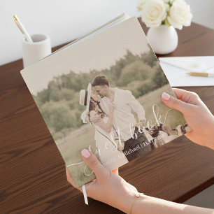 elegant simple chic script wedding photo guest book
