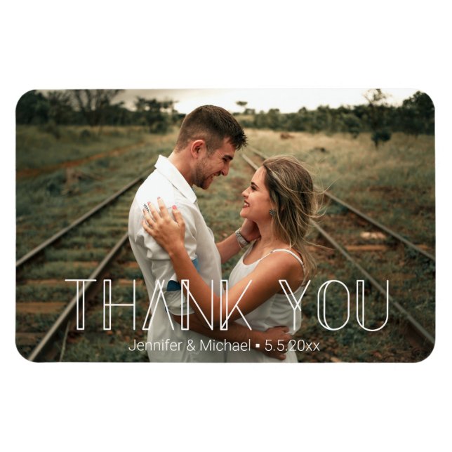 elegant simple chic wedding thank you photo magnet (Horizontal)