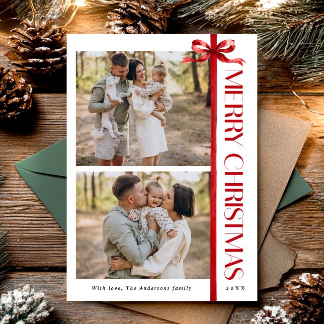 Elegant Simple Christmas Photo Collage  Holiday Card (Creator Uploaded)
