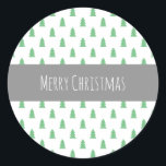 Elegant Simple Christmas tree pattern pastel green Classic Round Sticker<br><div class="desc">Modern and minimalist Christmas pattern.</div>