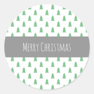 Elegant Simple Christmas tree pattern pastel green Classic Round Sticker