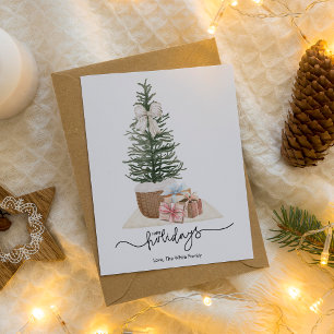 Elegant Simple Christmas Tree Presents Flat Holiday Card