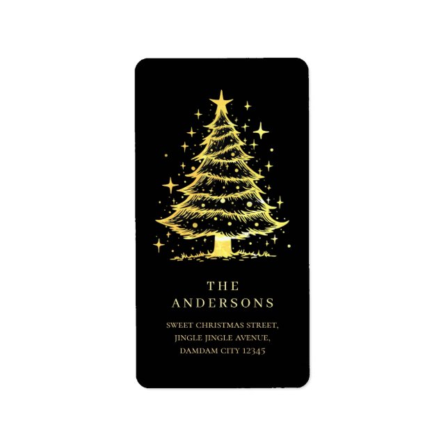Elegant Simple Christmas Tree Return Address Label (Front)