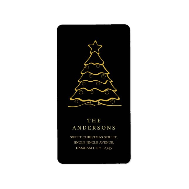 Elegant Simple Christmas Tree Return Address Label (Front)