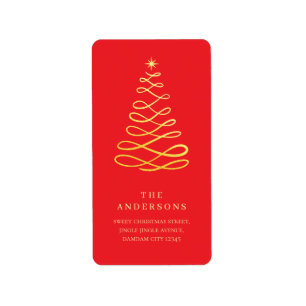 Elegant Simple Christmas Tree Return Address Label