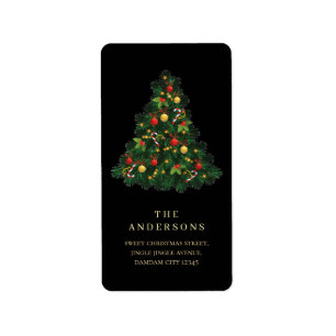 Elegant Simple Christmas Tree Return Address Label
