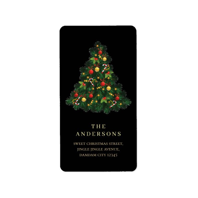 Elegant Simple Christmas Tree Return Address Label (Front)