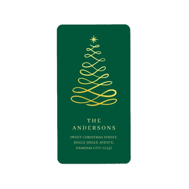 Elegant Simple Christmas Tree Return Address Label (Front)