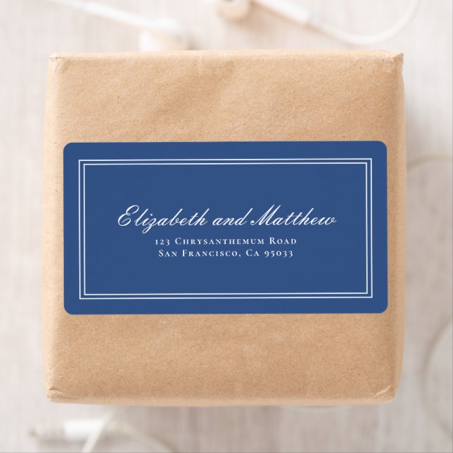Elegant Simple Classic Blue Wedding Return Address (Insitu)