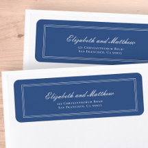 Elegant Simple Classic Blue Wedding Return Address