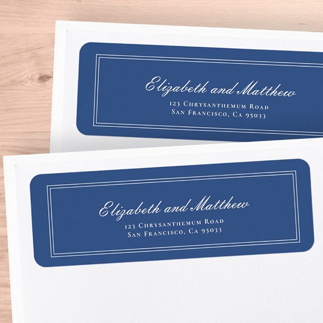Elegant Simple Classic Blue Wedding Return Address (Creator Uploaded)