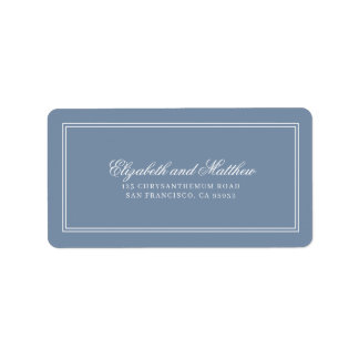 Elegant Simple Classic Blue Wedding Return Address Label