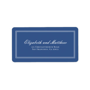 Elegant Simple Classic Blue Wedding Return Address Label