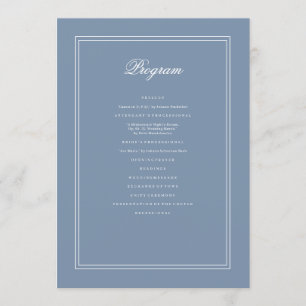Elegant Simple Classic Faded Blue & White Wedding Programme