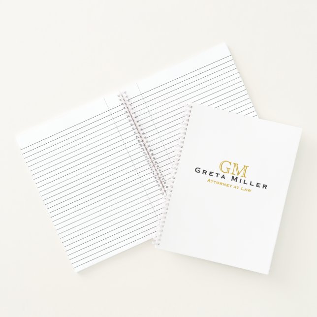 Elegant Simple Classic Gold Monogram Notebook (Inside)