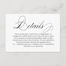 Elegant Simple Classic Script Wedding Details