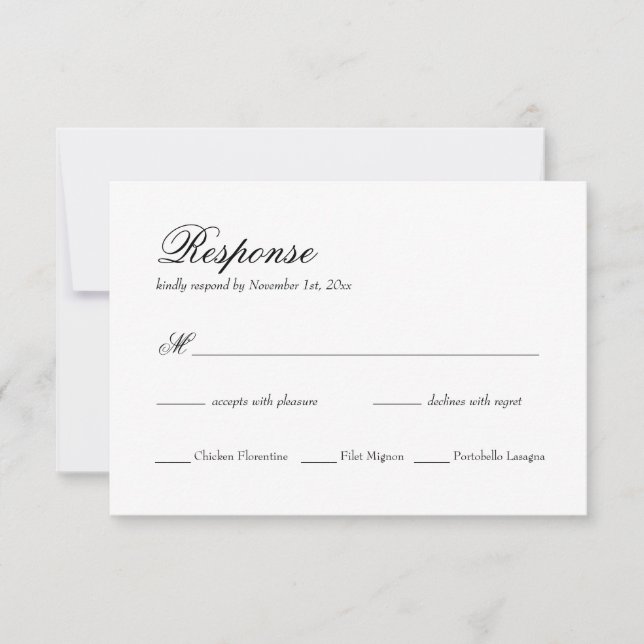 Elegant Simple Classic Wedding RSVP Card (Front)