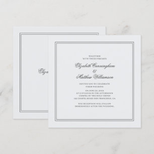 Elegant Simple Classic White Wedding Invitation