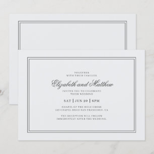 Elegant Simple Classic White Wedding Invitation