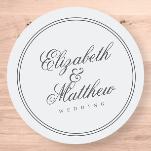 Elegant Simple Classic White Wedding Round Sticker