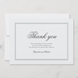 Elegant Simple Classic White Wedding Thank You Card