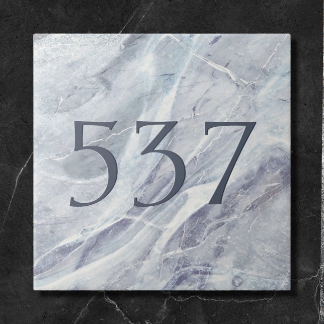   Elegant Simple Classy Marble House Number Plaque Tile (Creator Uploaded)