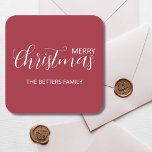 Elegant Simple Clean Frosted Berry Christmas   Square Sticker<br><div class="desc">Elegant,  simple,  clean,  Frosted Berry Christmas Sticker with white handwritten personalised stylish text. 
This stylish design will make you feel special this holiday season</div>