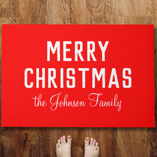 Elegant Simple Clean Red Christmas Doormat