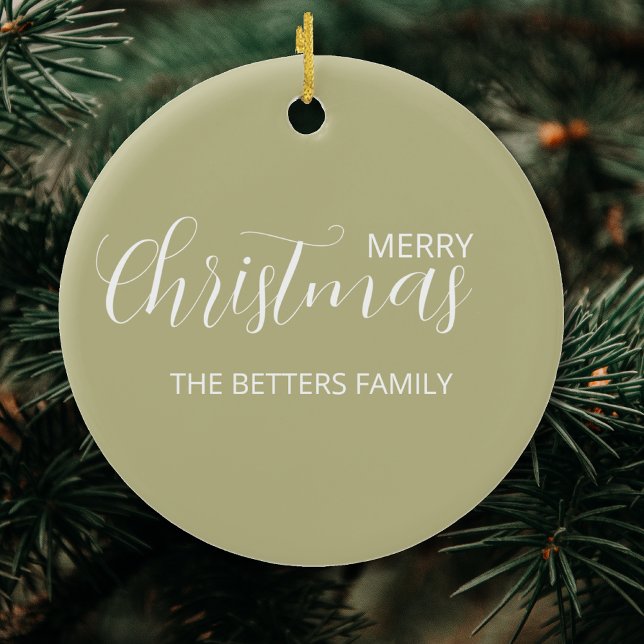 Elegant Simple Clean Sage Green Christmas   Ceramic Tree Decoration (Creator Uploaded)