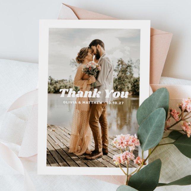 Elegant simple clean typography photo wedding thank you card (Creator Uploaded)