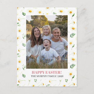 Elegant Simple Colorful Floral Easter Family Photo Holiday Postcard