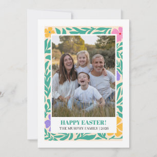 Elegant Simple Colourful Floral Easter Family Phot Holiday Card
