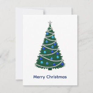Elegant Simple Contemporary Blue Christmas Balls Holiday Card