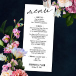 Elegant Simple Contemporary Typography Black White Menu<br><div class="desc">This suite's distinction is due to the contemporary handwriting font used for accent phrases. In this specific piece, this elegant typeface was used to create a graphic that simply reads "menu" at the top. Use the template fields to add your personal details. The background can be changed to any colour...</div>