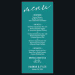 Elegant Simple Contemporary Typography Teal Menu<br><div class="desc">This suite's distinction is due to the contemporary handwriting font used for accent phrases. In this specific piece, this elegant typeface was used to create a graphic that simply reads "menu" at the top. Use the template fields to add your personal details. The background can be changed to any colour...</div>