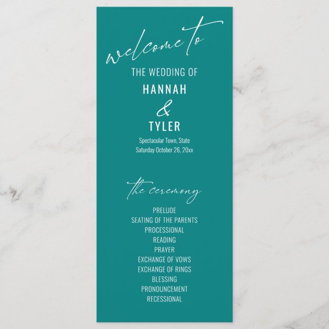 Elegant Simple Contemporary Typography Teal Programme (Front)