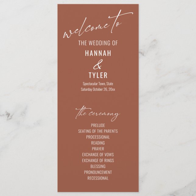 Elegant Simple Contemporary Typography Terracotta Programme (Front)