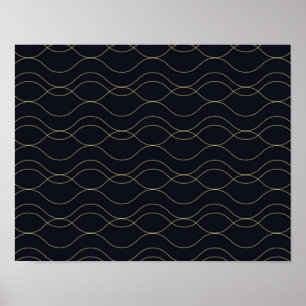Elegant, simple, cool, trendy wavy illustration poster