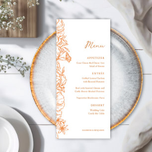 Elegant Simple Copper Floral Garden Wedding Menu