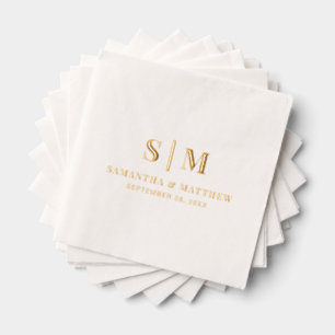 Elegant Simple Couple Monogram Minimalist Wedding Foil Napkins