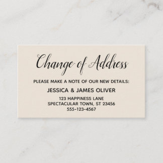 Elegant Simple Cream Change of Address Insert Card