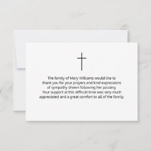 Elegant Simple Cross Sympathy Thank You Card