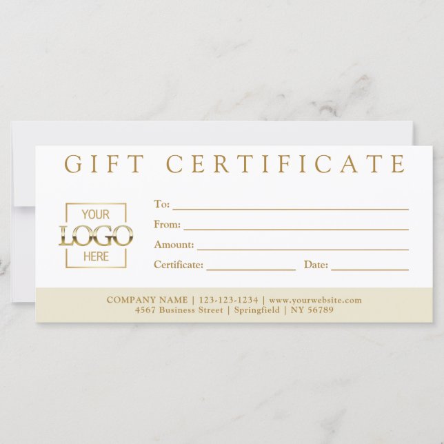Elegant Simple Custom Business Gift Certificate (Front)
