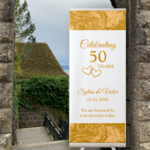 Elegant Simple Custom Gold 50th Anniversary Party Retractable Banner