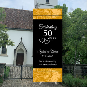 Elegant Simple Custom Gold 50th Anniversary Party Retractable Banner