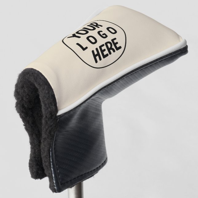 Elegant Simple Custom Logo Here Beige Golf Head Cover (3/4 Front)