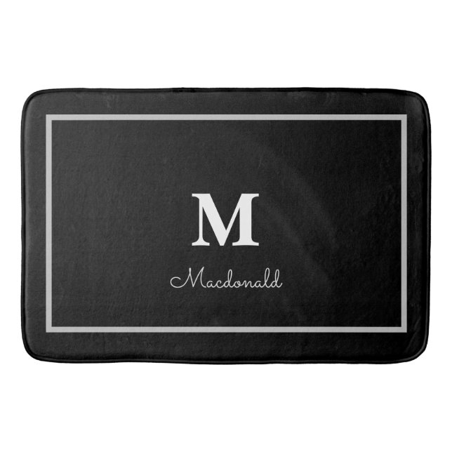 Elegant Simple Custom Monogram  Bath Mat (Front)