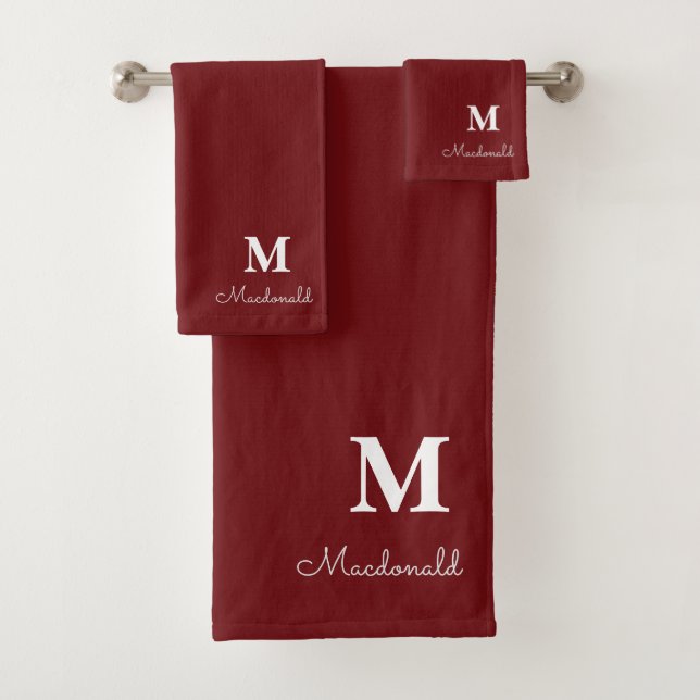 Elegant Simple Custom Monogram  Bath Towel Set (Insitu)